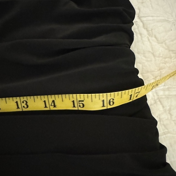 Adrianna papell black beaded 3/4 Sleeve  Evening Bodycon Dress Stretchy 16 - Picture 11 of 15